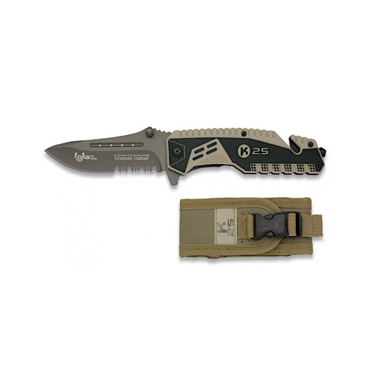 Couteau de sauvetage K25 de sécurité rouge, lame lisse ⚔️ Boutique